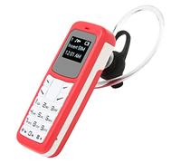 Mini Telefono Cellulare, Microtelefono Bluetooth Dialer Auricolare Bluetooth Sbloccato da 0,66 Pollici con Supporto per Gancio per L'orecchio Scheda SIM, Piccolo Telefono (Rosso)