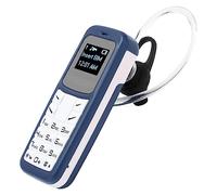 Mini Telefono Cellulare, Microtelefono Bluetooth Dialer Auricolare Bluetooth Sbloccato da 0,66 Pollici con Supporto per Gancio per L'orecchio Scheda SIM, Piccolo Telefono (Blu)