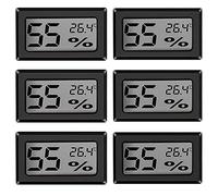 Mini termometro digitale LCD temperatura: 6 confezioni da mini igrometro termometro interno, termometro digitale termoigrometro Humidity Tester igrometro per serra auto, casa, ufficio, Celsius (°C)