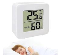 Mini termometro igrometro 8x3x2cm - Misuratore digitale temperatura umidità LCD, schermo trasparente portatile | Monitor ambiente casa ufficio doppio adesivo, uso per bambini anziani