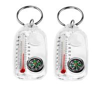 Mini termometro multifunzione con bussola e lente d'ingrandimento, portachiavi compatto e portatile, con bussola, da -20 °C a 48,9 °C, strumento di sopravvivenza per campeggio, escursioni e