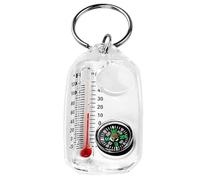 Mini termometro multifunzione con bussola e lente d'ingrandimento, portachiavi compatto e portatile, con bussola, da -20 °C a 48,9 °C, strumento di sopravvivenza per campeggio, escursioni e