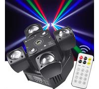 Mini testa mobile effetto scenico luce 4 bracci DMX controllo del suono LED RGBW fascio rosso verde laser stroboscopico 3 in 1 per bar da discoteca DJ Party