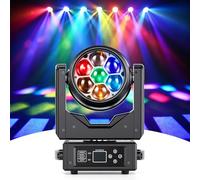 Mini Teste Mobili 280W Luci Palco Discoteca con DMX512,Proiettore LED RGBW Fuoco Elettronico,Effetti Wash Beam Vortex Caleidoscopio,LED Moving Head per Natale DJ Bar Discoteca Feste Matrimoni
