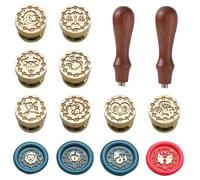 Mini Timbro per Sigillo di Cera - 12 Pezzi di Teste per Sigillo di Cera a Costellazione con 2 Pezzi di Manico per Lettura dell'Oroscopo, Lettura Astrologica
