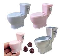 Mini toilette 3pcs 1/12 Modello di sedile del gabinetto per bambole in scala con cacca e suoni in miniatura mobili da bambola per mobili da bagno per la decorazione