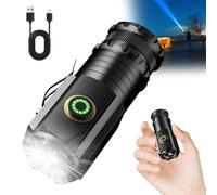Mini torcia LED ricaricabile, tipo C, ultra luminosa, impermeabile, con 5 modalità, 2000 lumen, potente e compatta per le emergenze all'aperto, campeggio, escursioni
