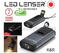 Mini Torcia Portachiavi LED LENSER Torch K6R RICARICABILE USB 400 Lumen 80 Metri