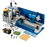 Mini tornio in metallo, 550 W, 180 x 350 mm, ad alta precisione, tornio parallelo con mandrino a 3 ganasce e velocità del mandrino, 50 - 2500 giri/min per filettatura tornitura foratura