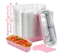 Mini tortiere versatili con coperchio, 50 pezzi in alluminio | Teglie personali per torte con cucchiai, panettieri, proprietari di casa, ristoratori, decoratori, riunioni, matrimoni