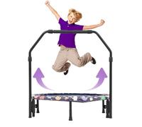 Mini trampolino elastico per bambini, 91,4 cm, silenzioso, mini trampolino elastico per interni ed esterni, con manico regolabile e copertura imbottita di sicurezza, pieghevole, per bambini e bambini