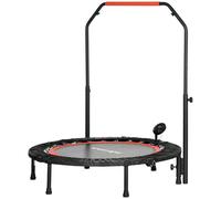 Mini Trampolino Fitness Ø102 cm Regolabile in Altezza Pieghevole con Manubrio Nero