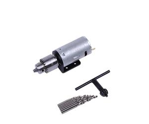 Mini trapano a colonna, trapano a colonna da banco Mini DC 5-12V Motore elettrico Trapano a mano Set di perforazione con punte elicoidali JTO Mandrini Supporto for staffa for PCB in legno per fai da t