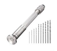 Mini trapano a mano per la lavorazione del legno fai da te e la foratura di modelli con gamma di mandrini da 0 3 3 2 mm, costruzione in lega di alluminio per plastica e gomma (set da 11 pezzi)