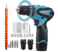 Mini Trapano avvitatore a batteria 12 V, 6 Nm Trapano Percussione, Avvitatore Impastatrice Senza Fili con 1 Batteria 1,5 Ah, 30 Accessori (7)