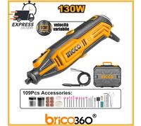 MINI TRAPANO SMERIGLIATRICE CON STELO 130W 109 ACCESSORI INGCO 6 VELOCITA