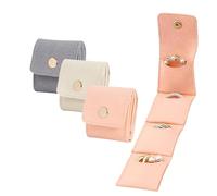 Mini Travel Jewelry Bag, Portable Foldable Travel Jewelry Organizer Case, Travel Jewelrys Roll Bag with Buckle, Auxiliary Jewellery Organizers and Storage, for Earrings, Rings, Necklaces (3PCS)