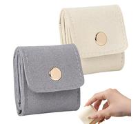 Mini Travel Jewelrys Bag, Mini Jewelry Travel Case, Portable Foldable Travels Jewelry Organizer Case, for Travels Essentials, Ring, Earring (2pcsC)