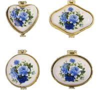 Mini Trinket Box con Coperchio Incernierato Porcellana Set di 4, Farfalla Floreale Minuscola Ceramica Vintage Jewelry Box Orecchini Anello Titolare Organizzatore Dente Fata Keepsake Scatola, C