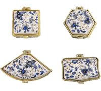 Mini Trinket Box con Coperchio Incernierato Porcellana Set di 4, Farfalla Floreale Minuscola Ceramica Vintage Jewelry Box Orecchini Anello Titolare Organizzatore Dente Fata Keepsake Scatola, A