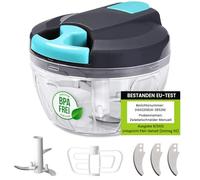 Mini tritacarne manuale, 520 ml tritacipolle, senza BPA, tritacipolle tritare e mescolare per verdure, cipolle, aglio, zenzero, noci, erbe, frutta (grigio blu)