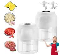 Mini Tritatutto Elettrico, Piccolo Robot Da Cucina Compatto Macina Aglio, Taglia Verdure Portatile Senza Fili, Elettrodomestico Da Cucina For Piccoli Alimenti(2pcs - White With 4 Blades)
