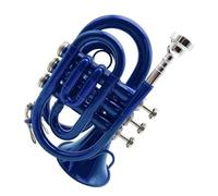 Mini Tromba In Ottone A Tre Toni Strumento Per Principianti Professionale Blu E Viola Tromba Professionale(Blue)