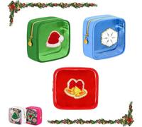 Mini trousse per trucchi a tema natalizio, con toppa preppy con cerniera, per viaggi, custodia per la cura della pelle delle vacanze, regalo da donna, 02, Natale preppy