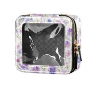 Mini trousse trasparente con illustrazione di ciliegie, con cerniera, organizer per smalto da donna, Acquerello Floreale Botanico Boho Acquerello, Taglia unica