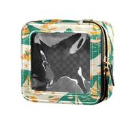 Mini trousse trasparente con illustrazione di ciliegie, con cerniera, organizer per smalto da donna, Barche bianche e gialle nel modello verde del lago, Taglia unica