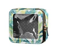 Mini trousse trasparente con illustrazione di ciliegie, con cerniera, organizer per smalto da donna, Foglia di banana, Taglia unica
