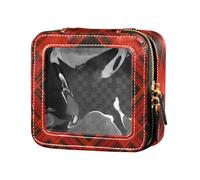 Mini trousse trasparente con illustrazione di ciliegie, con cerniera, organizer per smalto da donna, Wallace Tartan, Taglia unica