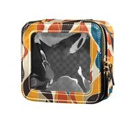 Mini trousse trasparente con meduse colorate per la cura della pelle, per donne e ragazze, Pittura a olio moderna con motivo floreale vintage, Taglia unica