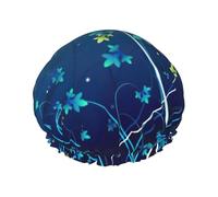 Mini turbinio blu del fiore ha stampato i cappelli riutilizzabili della doccia, copricapo di doppio strato per la stazione termale ed il salone, grande involucro dei capelli