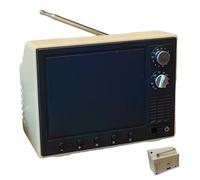 Mini TV giocattolo per casa delle bambole, mini TV retrò da 2, 4 pollici con schermo HD 720P, memoria di archiviazione da 8 GB e riproduzione USB, mobili e accessori in miniatura in scala 1:12 (G