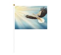 Mini uccelli che volano al sole bandiere su bastone - 14 x 20,8 cm piccole bandiere USA per esterni, decorazioni 4 luglio, decorazione patriottica, asta per bandiera portatile, bandiere palmari, sei