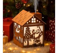 Mini umidificatore natalizio, 240 ml, umidificatore in legno con sagoma di Babbo Natale, luci LED a 7 colori, alimentazione USB, silenzioso e spegnimento automatico, per camera da letto, casa, ufficio