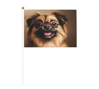 Mini Un simpatico cane dipinto bandiere su bastone - 14 * 20,8 cm piccole bandiere USA per esterni, decorazioni 4 luglio, decorazione patriottica, asta bandiera portatile, bandiere portatili sei pezzi