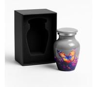 Mini urna per ceneri grigia - design farfalla con testo posteriore personalizzato - piccolo ricordo artigianale per cremazione - include sacchetto di velluto - contiene 8,5 g - Made in USA