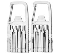 Mini utensile multiuso 2 pezzi, portachiavi multiutensile pieghevole in acciaio inossidabile 12 in 1, mini utensile portatile tascabile con apribottiglie, supporto per telefono, cacciavite