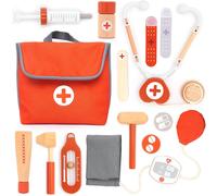 ® Mini Valigetta Dottore Bambini in Legno Kit Medico con Stetoscopio Giocattolo