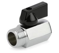 Mini Valvola a Sfera in Ottone Femmina, Mini Valvola a Sfera 10629, 1/2" Ig X 1/2" Ag,Cromato, Rubinetto Di Chiusura per Doccia, Bagno, Cucina, Camper, Facile Da Installare E Resistente