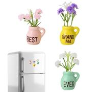 Mini Vase Magnets, Ceramic Flower Home Decor, Cute Tiny Vase Fridge Magnets for Kitchen Cabinet Whiteboard Locker Office Classroom Apartment Farmhouse Mom Grandma Gift