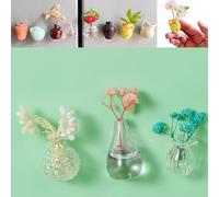 Mini vasi in ceramica magneti da frigorifero, vaso da fiori in ceramica 3D carino vaso per piante magnete da frigorifero montato a parete, fiore non incluso (3 pezzi B)