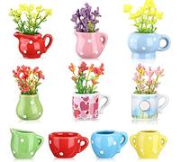 Mini vaso di fiori in ceramica, calamita per frigorifero 3D, set di magneti artificiali secchi per piante aeree, vaso con magnete fai da te magnetico carino per ufficio, cucina, decorazione per porta