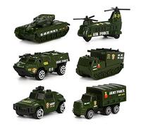 Mini Veicolo Militare Modelli Costruzione Veicoli Giocattolo per Bambini Ragazze e Ragazzi Decorazioni per Torta, Set di 6