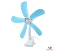 MINI VENTILATORE A PINZA CON DOPPIO SNODO 5 PALE SCRIVANIA TAVOLO CASA UFFICIO