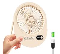 Mini ventilatore da scrivania USB, ricaricabile, ultra silenzioso, pieghevole a 180°, 6 velocità, con display a LED, griglia di raffreddamento a prova di bambino, piccolo ventilatore portatile da