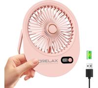 Mini ventilatore da scrivania USB, ricaricabile, ultra silenzioso, pieghevole a 180°, 6 velocità, con display a LED, griglia di raffreddamento a prova di bambino, piccolo ventilatore portatile da