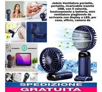 Mini Ventilatore Pieghevole portatile,ricaricabile tramite USB, con 5 Velocità